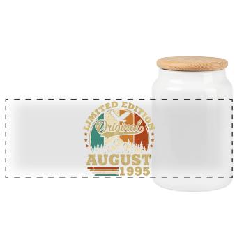 Original Août 1995 Vintage Cadeau Anniversaire - Boîte à biscuits avec couvercle en bois - blanc - Devant