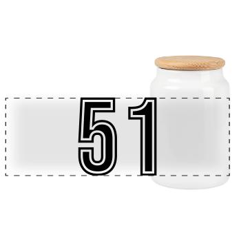 Symbole du chiffre 51 - Boîte à biscuits avec couvercle en bois - blanc - Devant