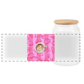 Cappuccino - Panoramic Cookie Jar with Wooden Lid - white - Front