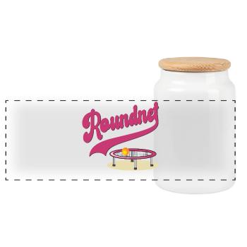 Roundnet Set - Panoramic Cookie Jar with Wooden Lid - white - Front