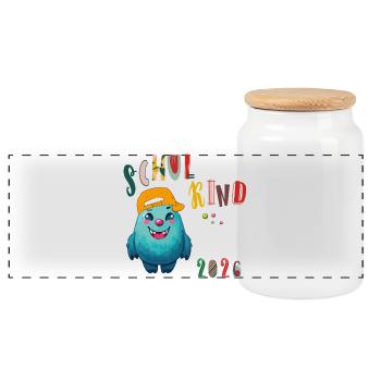 School enrollment 2026 - Panoramic Cookie Jar with Wooden Lid - white - Front