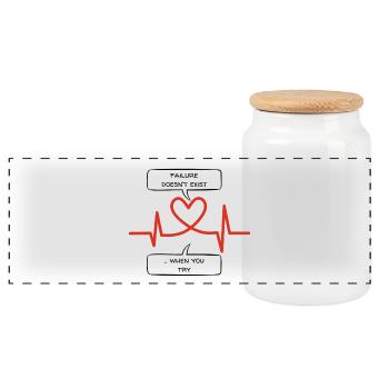 Failure Doesn't Exist – When You Try - Panoramic Cookie Jar with Wooden Lid - white - Front
