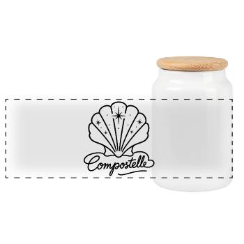 Coquille Saint-Jacques Compostelle - Boîte à biscuits avec couvercle en bois - blanc - Devant