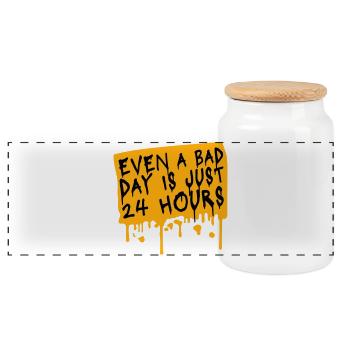 Even A Bad Day Is Just 24 Hours Motivierend Spruch - Panorama Keksdose mit Holzdeckel - Weiß - Vorne