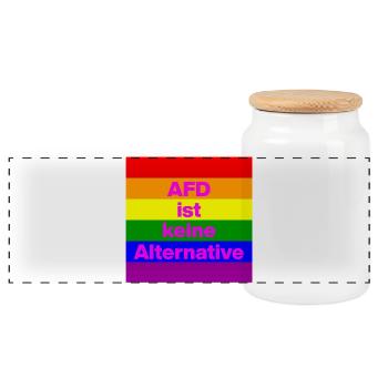AFD IST KEINE ALTERNATIVE, NO NZS, NO AFD, PINK - Panorama Keksdose mit Holzdeckel - Weiß - Vorne