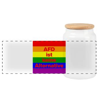 AFD IST KEINE ALTERNATIVE, NO NZS, NO AFD, ROT - Panorama Keksdose mit Holzdeckel - Weiß - Vorne