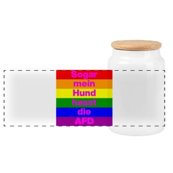 SOGAR MEIN HUND HASST DIE AFD, NO AFD NO NZS PINK - Panorama Keksdose mit Holzdeckel - Weiß - Vorne