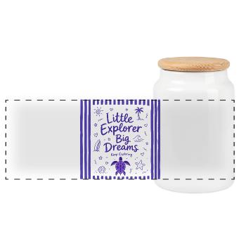 Little Explorer Big Dreams Keep Exploring - Panoramic Cookie Jar with Wooden Lid - white - Front