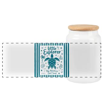 Turtle - Panoramic Cookie Jar with Wooden Lid - white - Front