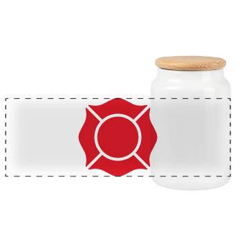 Firefighter Maltese Cross Solid Badge Safety Symbo - Panoramic Cookie Jar with Wooden Lid - white - Front