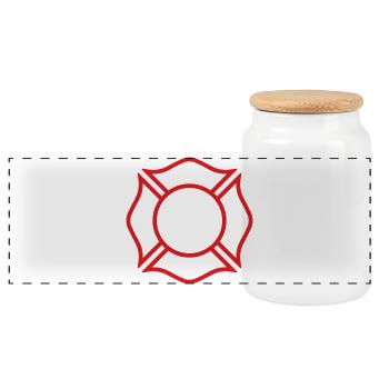 Feuerwehrmann-Malteser Kreuzlinienabzeichen Sicherheitssymbol - Panorama Keksdose mit Holzdeckel - Weiß - Vorne