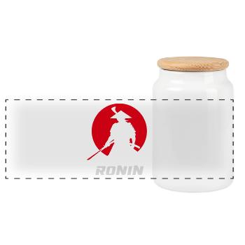 Ronin-Samurai-Japanischer Krieger - Panorama Keksdose mit Holzdeckel - Weiß - Vorne