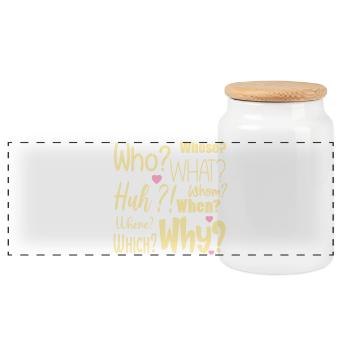 J’ai des questions - Boîte à biscuits avec couvercle en bois - blanc - Devant