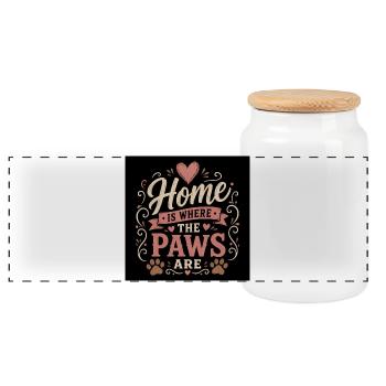 Home is where paws are - Panoramic Cookie Jar with Wooden Lid - white - Front