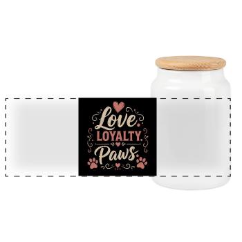Amour, Loyauté, Pattes, Motif d’amour animal - Boîte à biscuits avec couvercle en bois - blanc - Devant