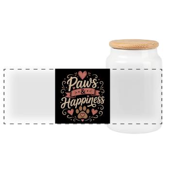 Pattes & Bonheur - Boîte à biscuits avec couvercle en bois - blanc - Devant