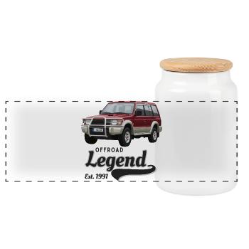 Offroad-Legende - Panorama Keksdose mit Holzdeckel - Weiß - Vorne