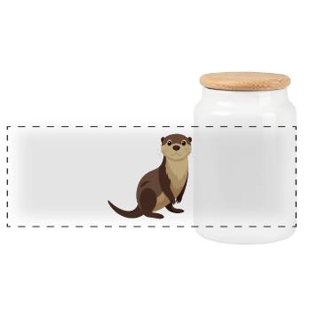 Loutre - Boîte à biscuits avec couvercle en bois - blanc - Devant