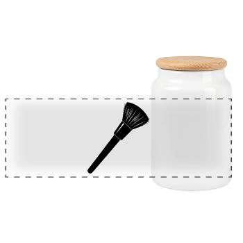 Pinceau maquillage - Boîte à biscuits avec couvercle en bois - blanc - Devant