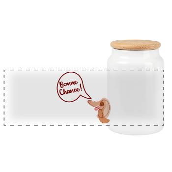 Bonne Chance Chien - Boîte à biscuits avec couvercle en bois - blanc - Devant