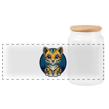 Mascotte Kawaii Logo clipart Logo de la mascotte Kawaii - Boîte à biscuits avec couvercle en bois - blanc - Devant