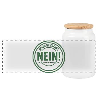 Bevor du fragst Nein freches Statement Büro Spruch - Panorama Keksdose mit Holzdeckel - Weiß - Vorne