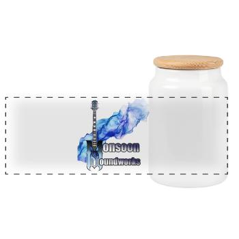 Monsoon Soundworks official Logo - Panoramic Cookie Jar with Wooden Lid - white - Front
