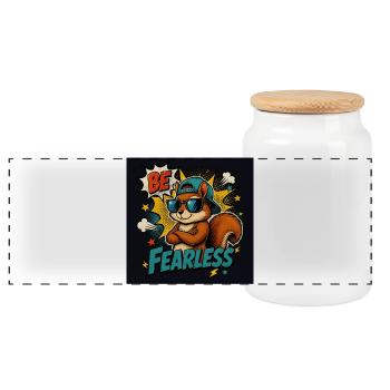 Cool Squirrel in Pop Art Comic Style - Panoramic Cookie Jar with Wooden Lid - white - Front