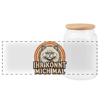 Ihr könnt mich mal - Persische Katze - Panorama Keksdose mit Holzdeckel - Weiß - Vorne