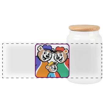 Famille d’ours aux couleurs vives - Boîte à biscuits avec couvercle en bois - blanc - Devant
