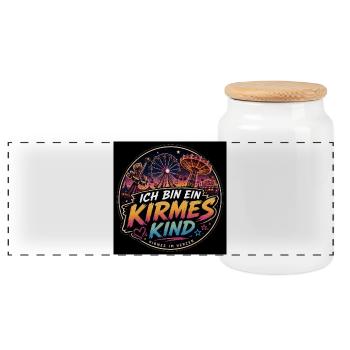 Ich bin ein Kirmes Kind - Panorama Keksdose mit Holzdeckel - Weiß - Vorne