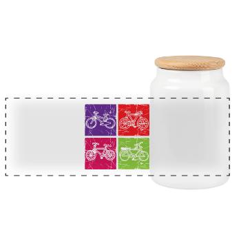 Pop Art coloré de vélo usé - Boîte à biscuits avec couvercle en bois - blanc - Devant