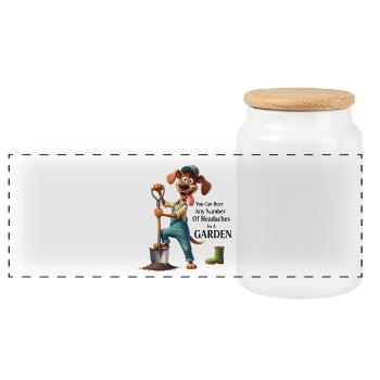 Dragging Dog Dog & Jardinage Amateur d’humour Merch - Boîte à biscuits avec couvercle en bois - blanc - Devant