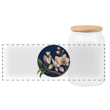 Mante religieuse sur orchidées - Boîte à biscuits avec couvercle en bois - blanc - Devant