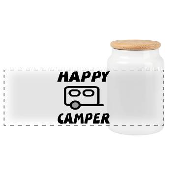 Camper - Panoramic Cookie Jar with Wooden Lid - white - Front