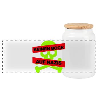 KEINEN BOCK AUF NAZIS, NO NZS, NO AFD, SKULL GRÜN - Panorama Keksdose mit Holzdeckel - Weiß - Vorne