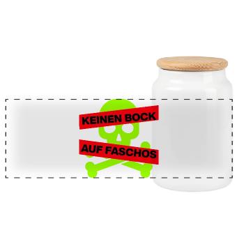 KEINEN BOCK AUF FASCHOS, NO NZS, NO AFD, GRÜN - Panorama Keksdose mit Holzdeckel - Weiß - Vorne