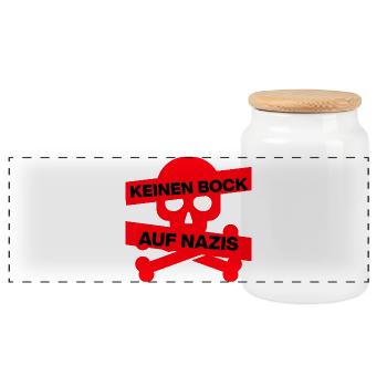 KEINEN BOCK AUF NAZIS, NO NZS, NO AFD, ROT - Panorama Keksdose mit Holzdeckel - Weiß - Vorne