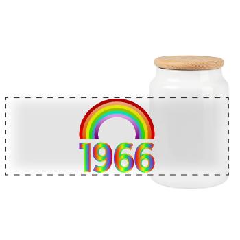 Rainbow - 60th Birthday 1966 - Panoramic Cookie Jar with Wooden Lid - white - Front