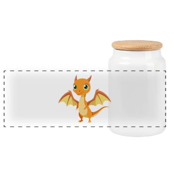Pterodactyl - Panoramic Cookie Jar with Wooden Lid - white - Front