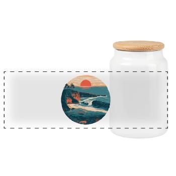 Sunset Coast Rétro - Boîte à biscuits avec couvercle en bois - blanc - Devant