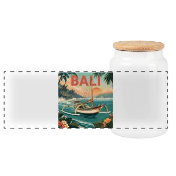 Bali Segeltraum am Inselparadies - Panorama Keksdose mit Holzdeckel - Weiß - Vorne