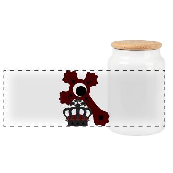 Couronne royale et croix gothique rouge - Boîte à biscuits avec couvercle en bois - blanc - Devant