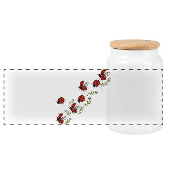 Flug von Marienkäfern und Blumen auf dem Land - Panorama Keksdose mit Holzdeckel - Weiß - Vorne