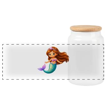 Mermaid Princess Coral Coast - Panoramic Cookie Jar with Wooden Lid - white - Front