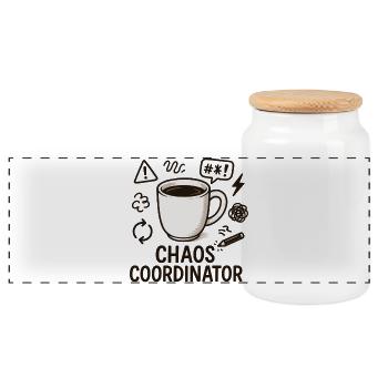 Chaos Coordinator Coffee : Cadeau pour la meilleure maman - Boîte à biscuits avec couvercle en bois - blanc - Devant