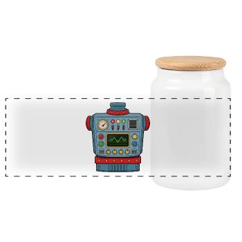 Robot de bande dessinée cool – Design futuriste - Boîte à biscuits avec couvercle en bois - blanc - Devant