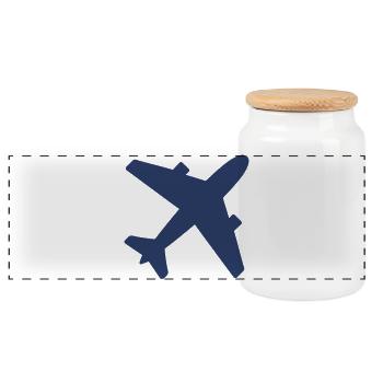 Airplane Solid Icon Aviation Flight Travel Aircraf - Panoramic Cookie Jar with Wooden Lid - white - Front