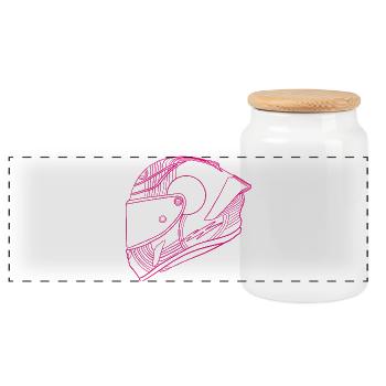 Neon Pink Helmet - Visor - Panoramic Cookie Jar with Wooden Lid - white - Front