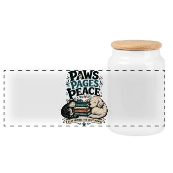 Livres Animaux de compagnie Chat Chien Cadeau pour lecteurs - Boîte à biscuits avec couvercle en bois - blanc - Devant
